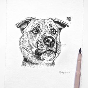 Beautiful Limited Edition, Hand-signed prints, taken from my original Pen & Ink dog Portrait drawings