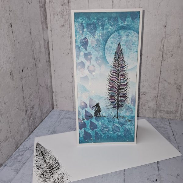 Blue Feather Tree Card