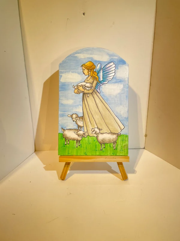 Angel with Sheep. Acrylic on board (J)