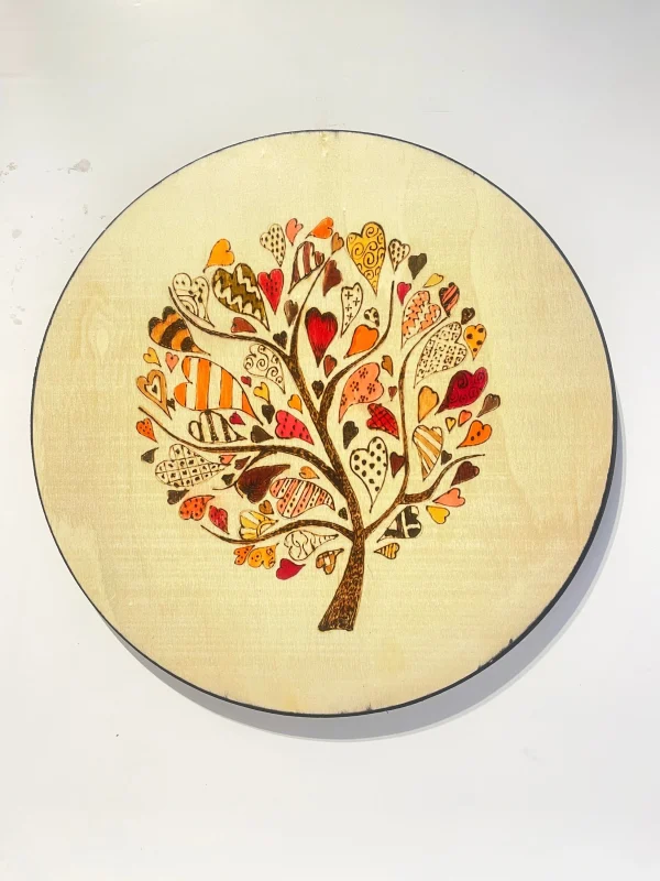 Tree of Hearts. A pyrography (I)