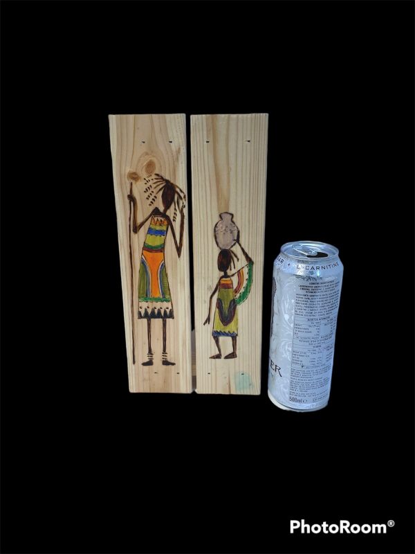 African Artwork on wood. Pyrography. (D) - Image 2