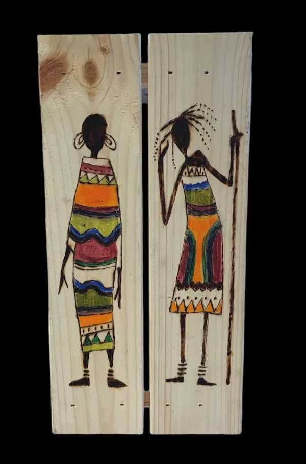 African Artwork on wood 2. Pyrography. (D)