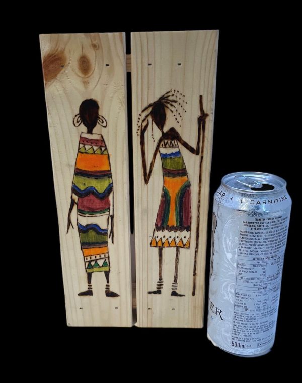 African Artwork on wood 2. Pyrography. (D) - Image 2