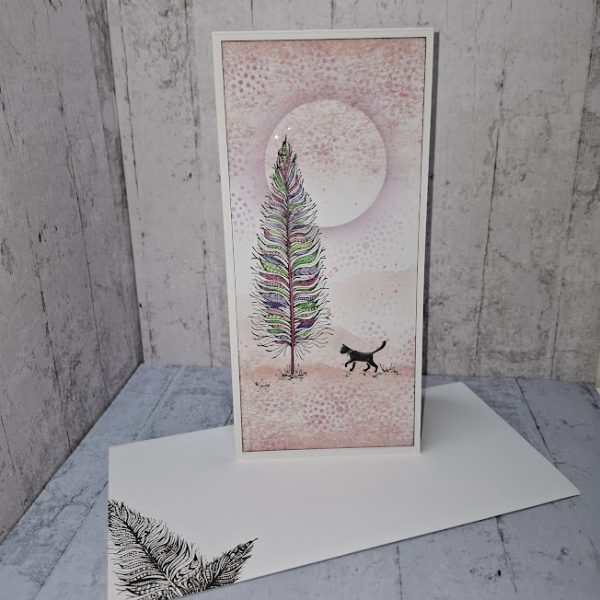 Pink Feather Tree Card