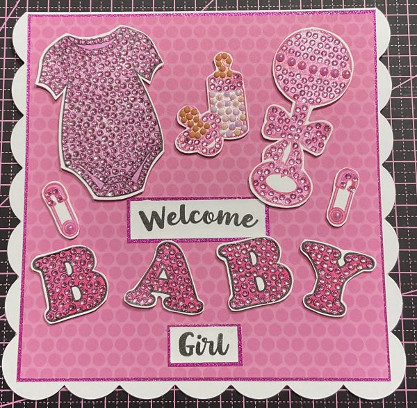 Crystal art new baby card