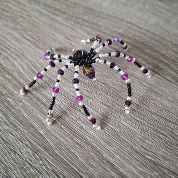 Black and Purple Beaded Spider