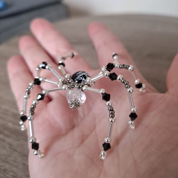 Black and Silver Beaded Spider - Image 5