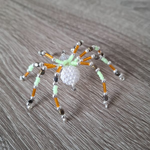 Orange and Green Beaded Spider - Image 3