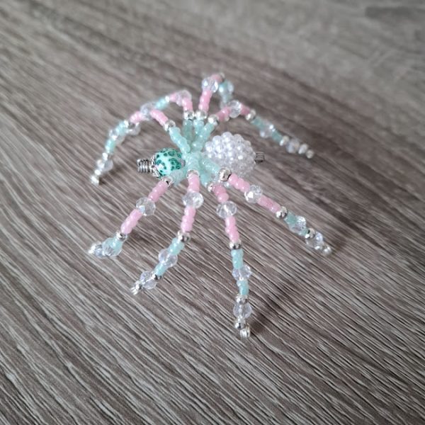 Green and Pink Beaded Spider - Image 2