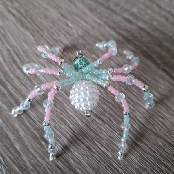 Green and Pink Beaded Spider - Image 3