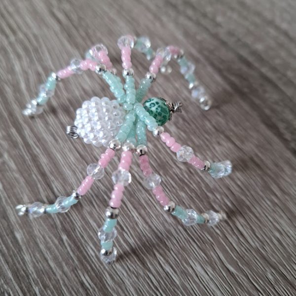 Green and Pink Beaded Spider - Image 4