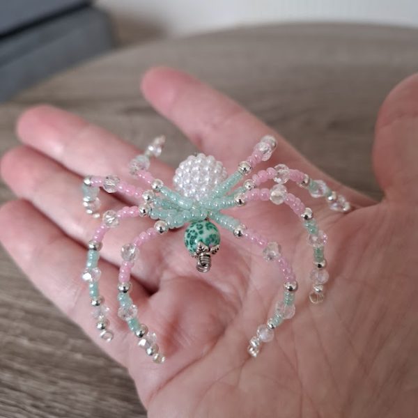 Green and Pink Beaded Spider - Image 5