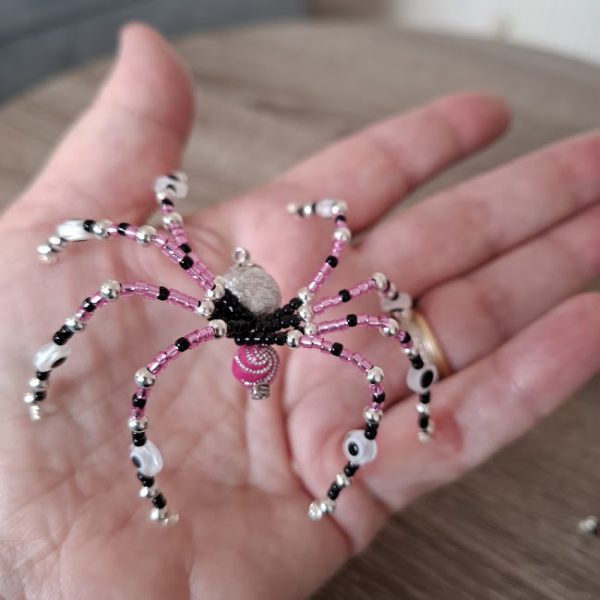 Pink and Black Beaded Spider - Image 5