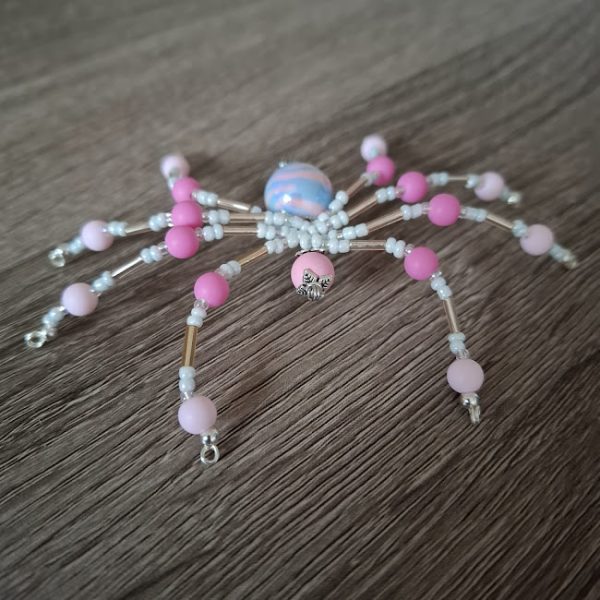 Pretty Pink Beaded Spider