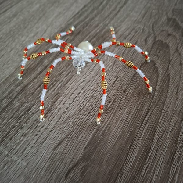 Red and Gold Beaded Spider