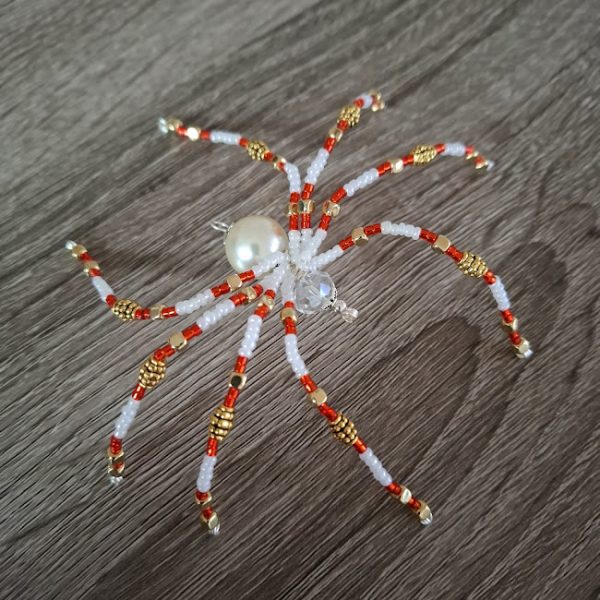 Red and Gold Beaded Spider - Image 4