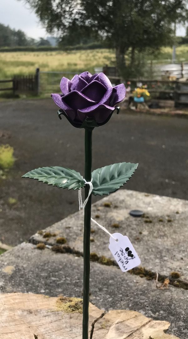 Purple handmade metal rose