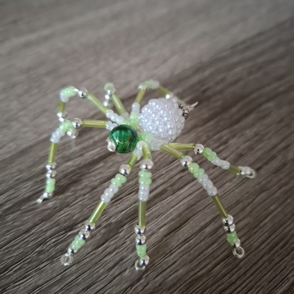 Green and White Beaded Spider - Image 6