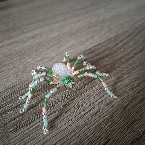 Green and Orange Beaded Spider - Image 2