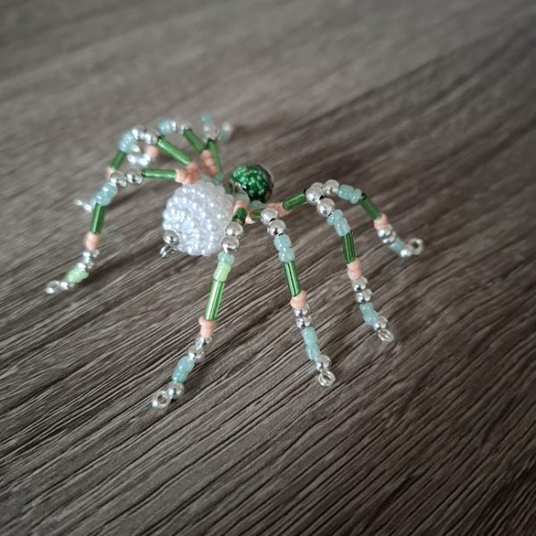 Green and Orange Beaded Spider - Image 5