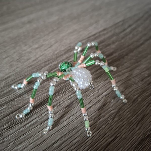 Green and Orange Beaded Spider - Image 4