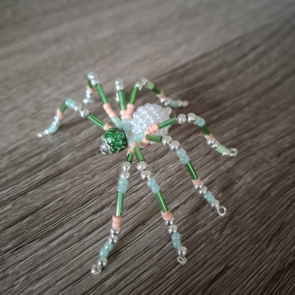 Green and Orange Beaded Spider - Image 3