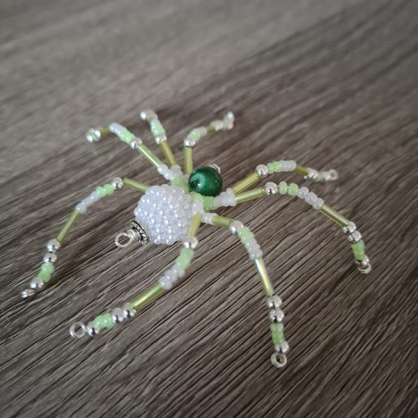 Green and White Beaded Spider - Image 4