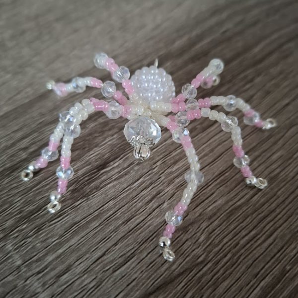 Pink and White Beaded Spider