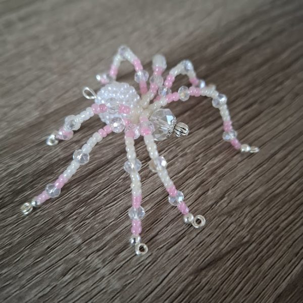 Pink and White Beaded Spider - Image 3