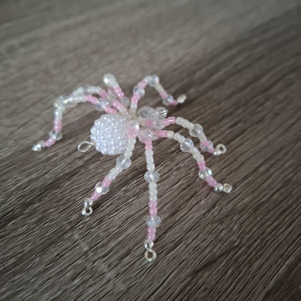 Pink and White Beaded Spider - Image 4