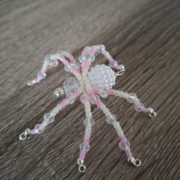 Pink and White Beaded Spider - Image 5