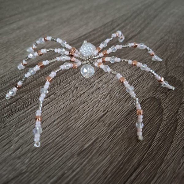 White and Gold Beaded Spider