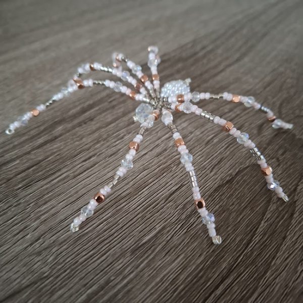 White and Gold Beaded Spider - Image 2