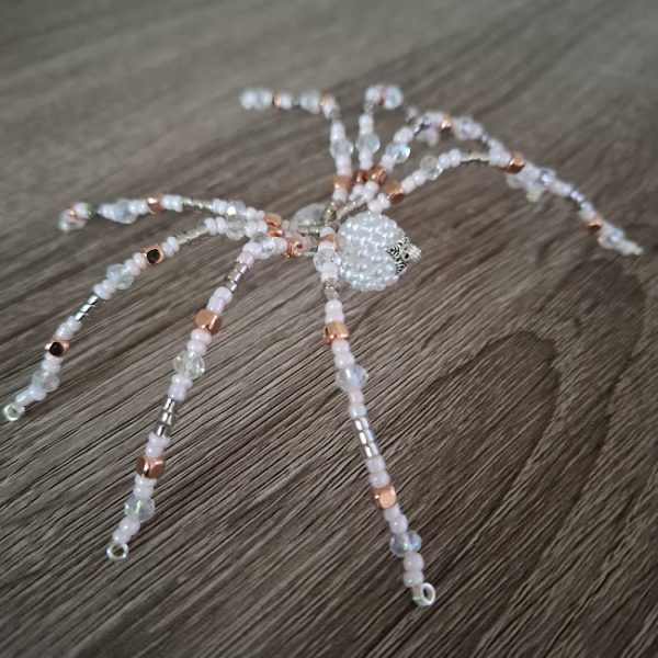 White and Gold Beaded Spider - Image 3