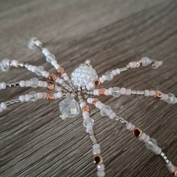 White and Gold Beaded Spider - Image 4